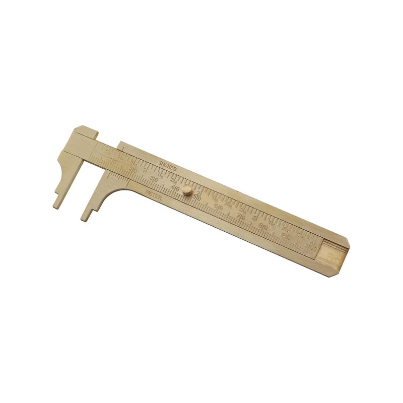 Gui Feng Brass Pocket Dual Scale Calipers 100mm Hand Held Sliding Bead Measuring Tool Millimeter Vernier Calipers for Measuring Jewellery Glass Beads Rings Gemstones Widget Sizes - Image 4